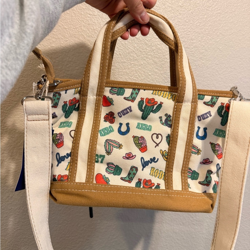 Aeropostale Tan and Cream Tote with Graphics - Picture 2 of 7